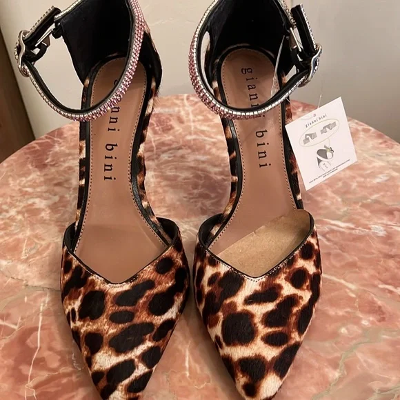 Gianni Bini Animal Print Heels with Sparkling Accents - Picture 2 of 10